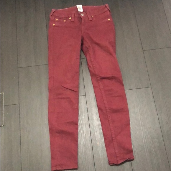 4 for 100‼️ Burgundy True Religion Jeans - Picture 3 of 4